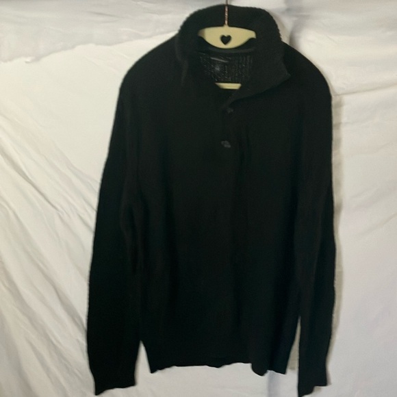 Banana Republic: Black Button collared Knit Sweater- Cotton Blend- L - Picture 1 of 14